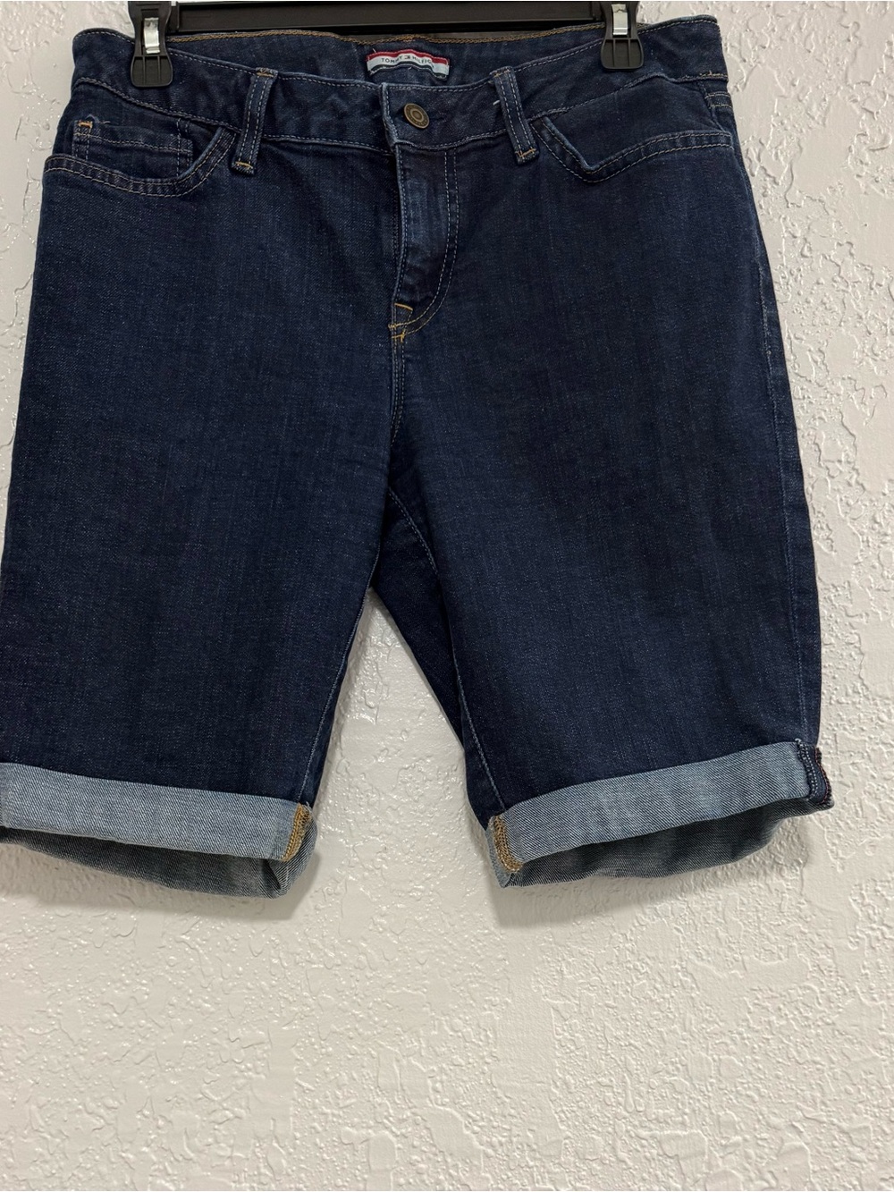 Tommy Hilfiger Dark Blue Denim Roll-Cuff Jean Shorts